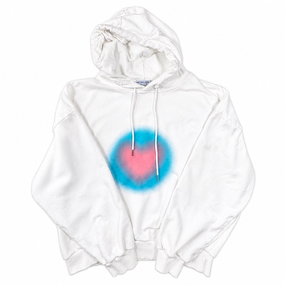 Aelfric Eden Womens Hoodie Size M White Heart Graphic Oversized Boxy Streetwear - Picture 4 of 8